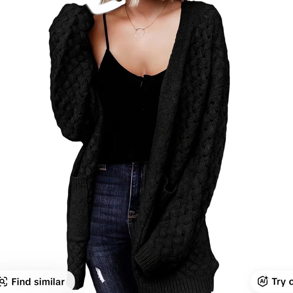 Black Cable Knit Cardigan